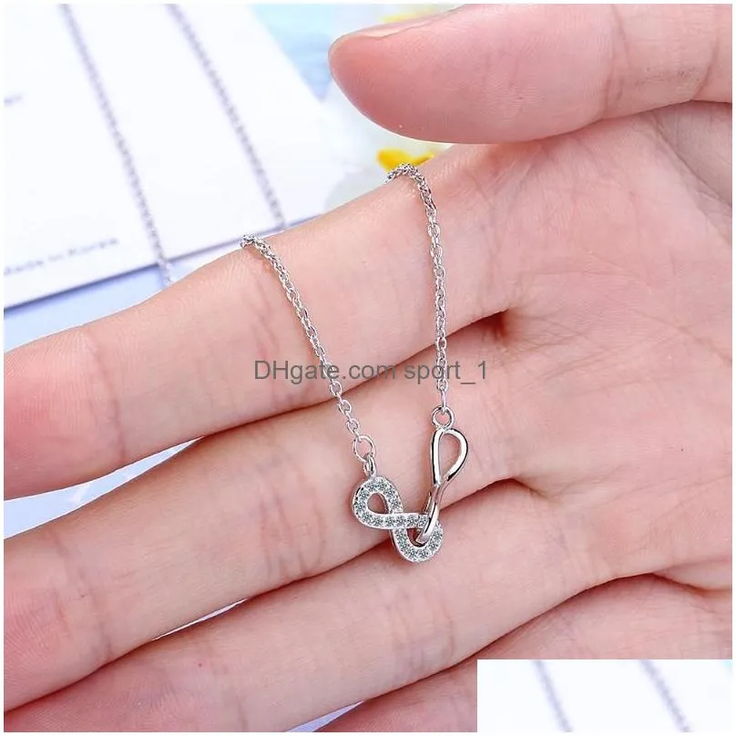 pendant necklaces chereda brilliant cubic zircon infinity necklace chain choker femme rose gold collars women lover fashion jewelry