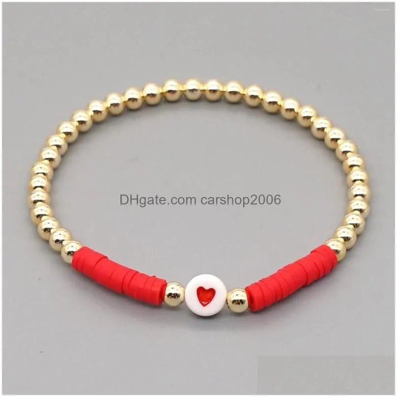 strand 1 piece bohemia dainty bracelets delicate polymer clay boho chic beaded bracelet round heart for women gifts