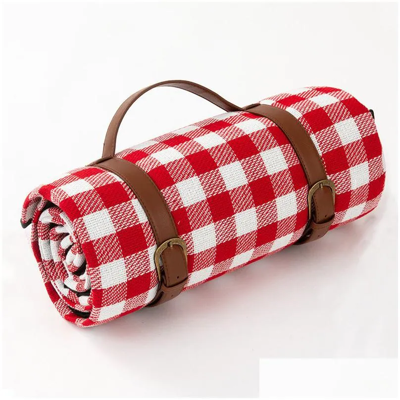 outdoor picnic blankets mats carpets camping foldable pad blankets with leather handles waterproof beach camping accessories