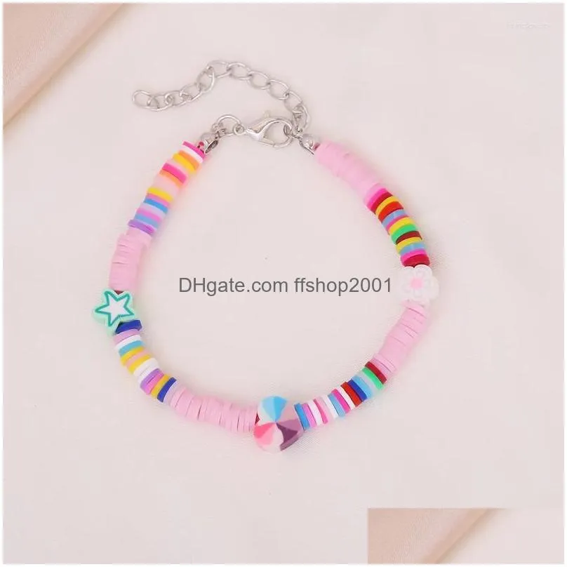 strand bohemian beach holiday style heart bracelet anklet rainbow star fashion women handmade woven colorful rice bead summer jewelry