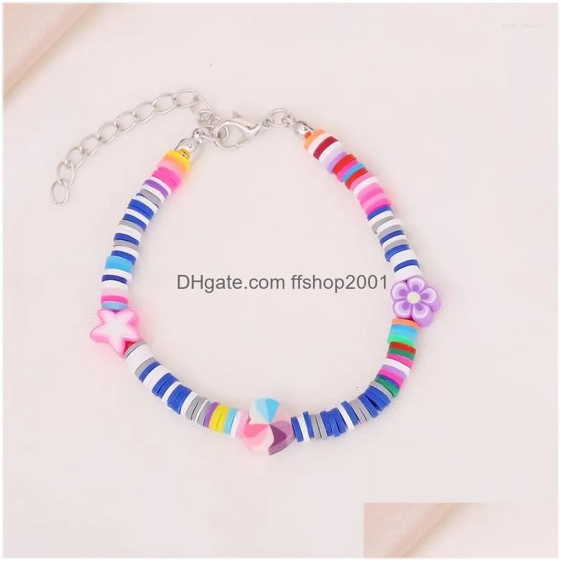 strand bohemian beach holiday style heart bracelet anklet rainbow star fashion women handmade woven colorful rice bead summer jewelry