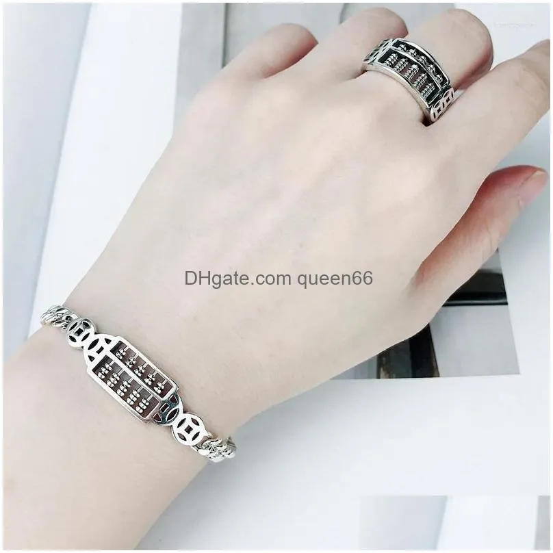 link bracelets white gold plated classical and ethnic style fine calculation abacus bracelet womens bead hollow personality ornament