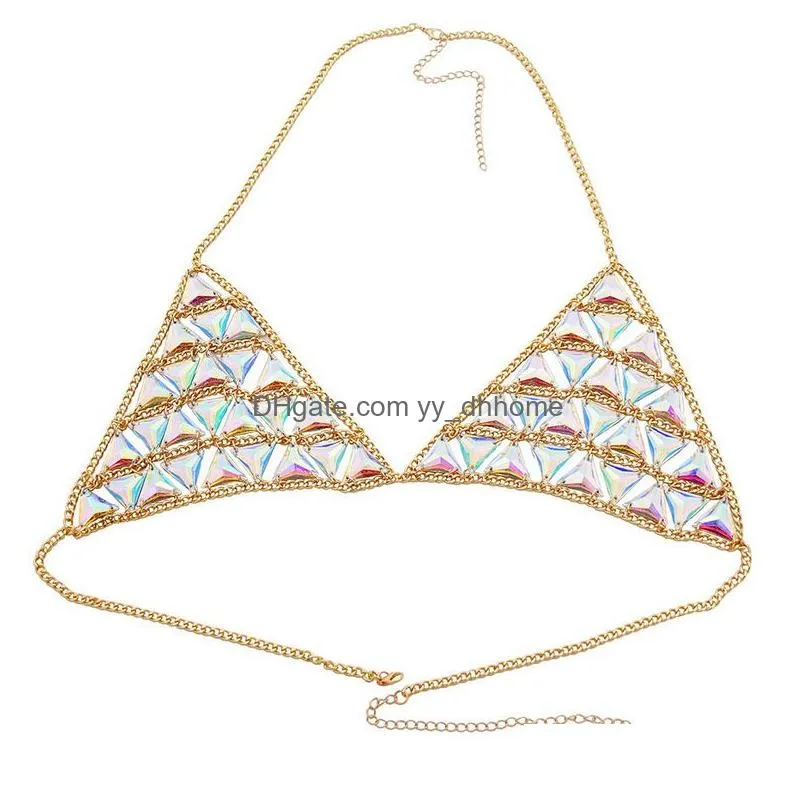 2019 sexy bikini bra rhinestone body chain fashion women waist belt chain summer bikini water drop body vacation dress