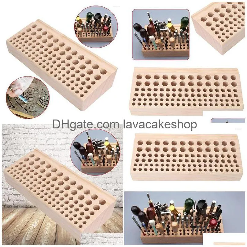 holes leather diy craft tool rack wood wooden stamp holder organizer stamping punching