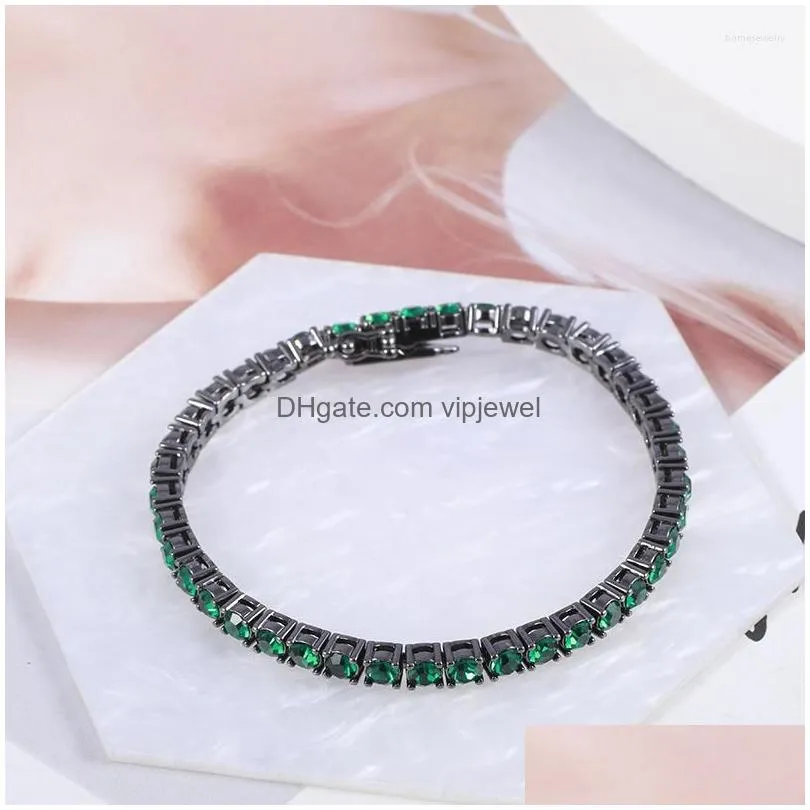 charm bracelets personality simple and colorful shining round single row color diamond texture temperament bracelet