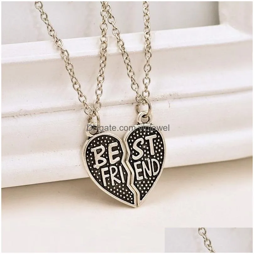 wholesale2pc puzzle heart friend pendant necklace friendship collier women men jewelry friends bff gifts brinco choker xmas