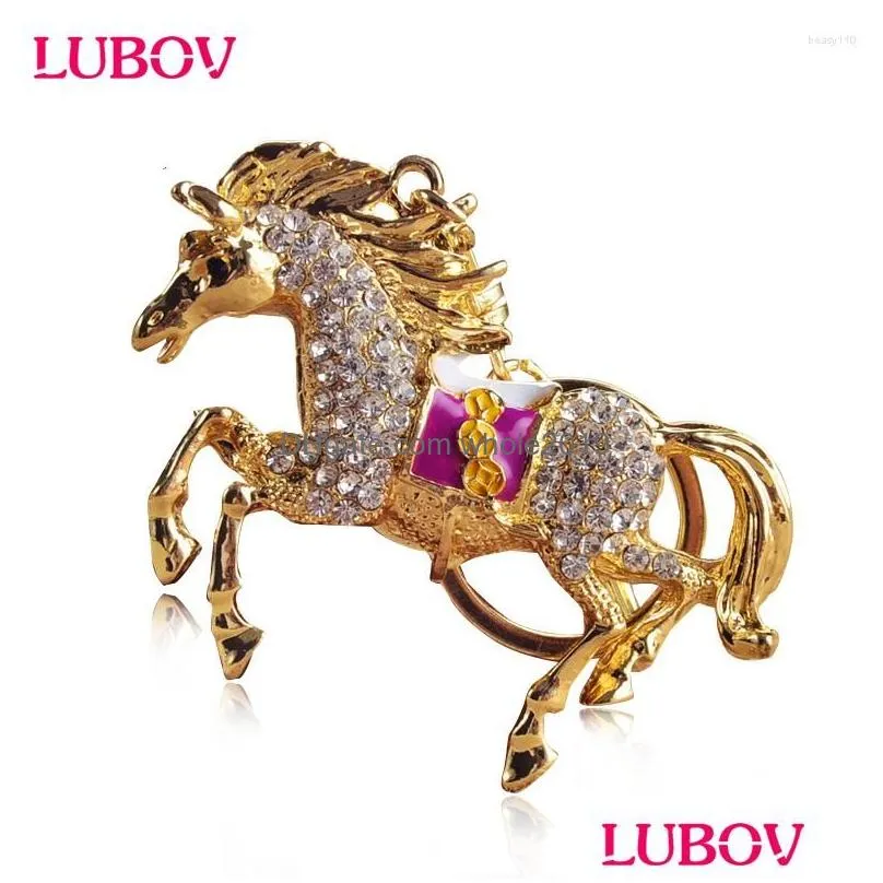 keychains 2023 rhinestone horse keychain keyring crystal pendants purse bag key chain men women souvenirs year gift