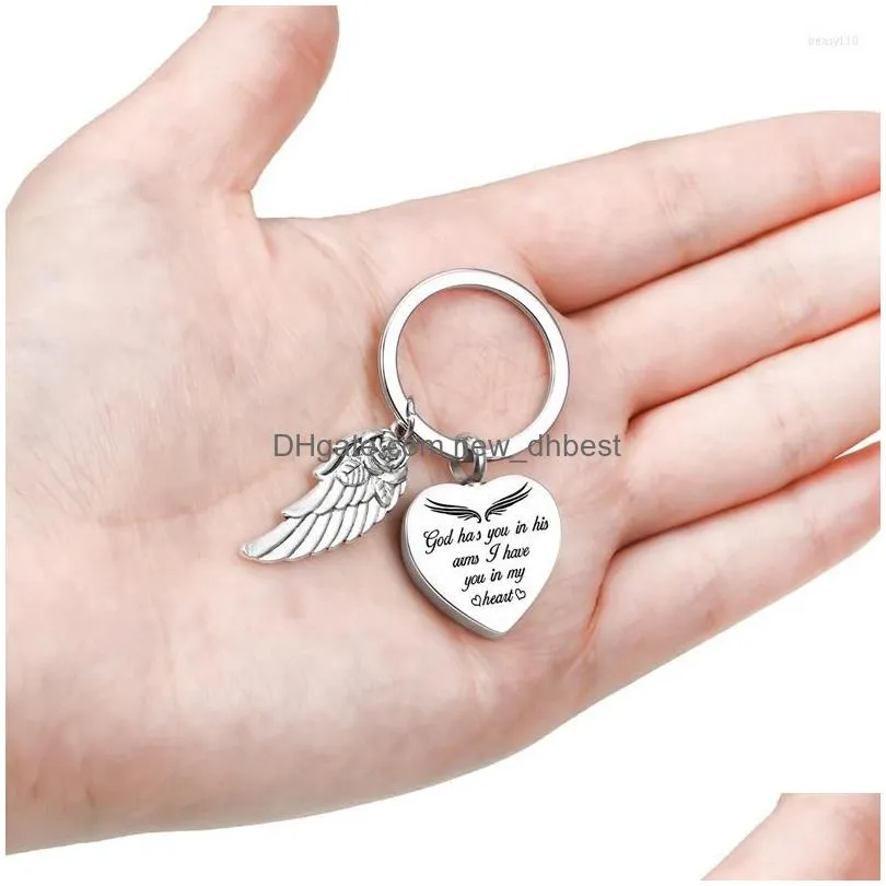 keychains funny angel wings heart urn pendant ashes keychain stainless steel high quality accessories