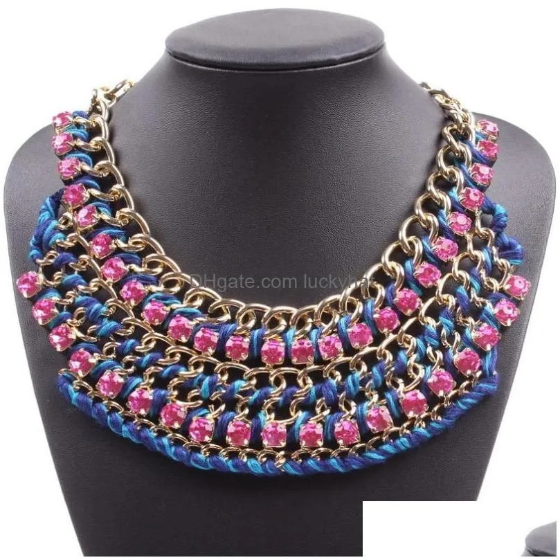 chains design spring string chain braided crystal chunky necklace fashion jewelry for women 2023