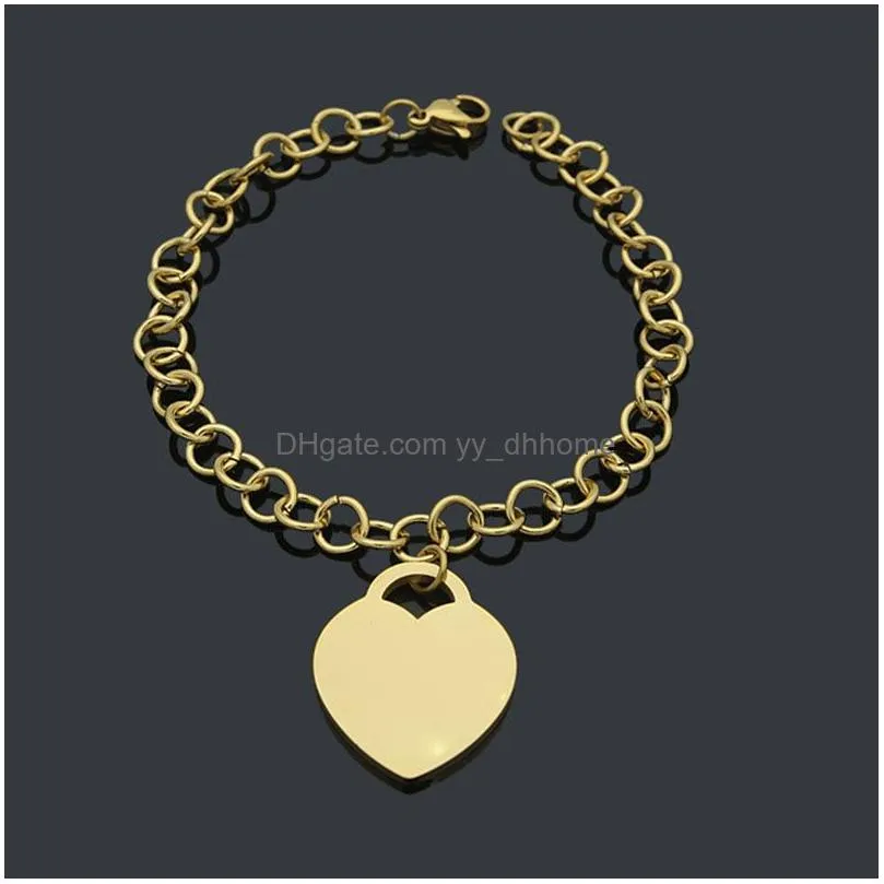 link bracelets vintage womens bracelet love pendant heavy luxury jewelry stainless steel 2022 korean wholesale birthday gift classic
