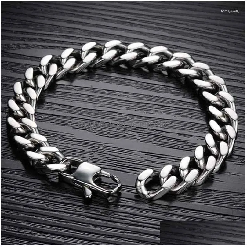 link bracelets 10mm/12mm/14mm stainless steel hip hop womens mens  curb cuban chain rapper bangle jewelry drop shopping