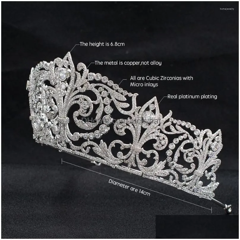 hair clips classic cubic zirconia wedding bridal princess tiara crown diadem women jewelry accessories ch10329