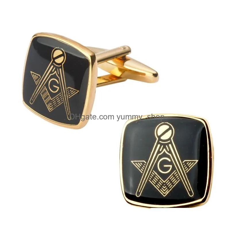 highquality copper cufflinks simple gold black bottom masonic mens suit daily accessories gifts french shirt square cuff links