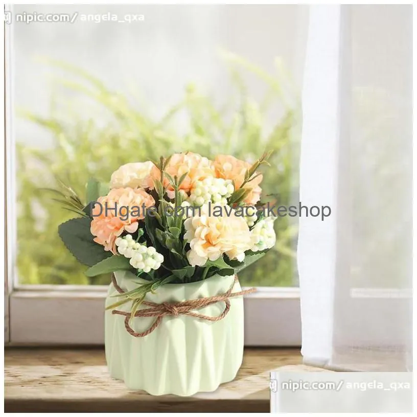 decorative flowers artificial bonsai plants hydrangea mini potted plant for wedding home party table decoration