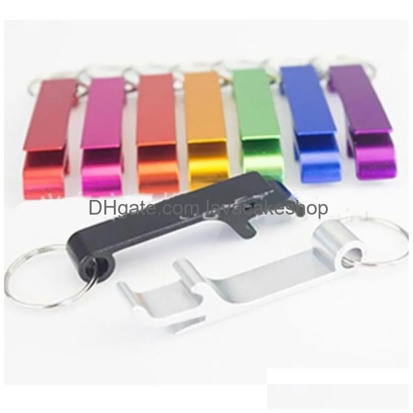 metal bottle openers fashion multi color home decoration wine opening tool aluminium alloy key rings 0 32cy g2