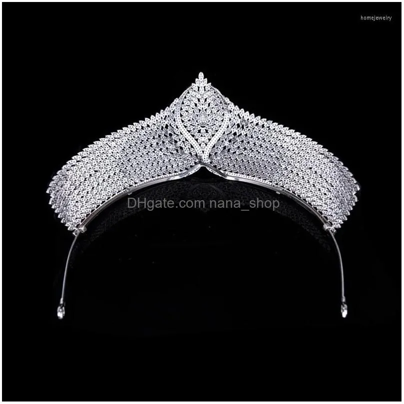 hair clips myfeivo luxury full zircon large crown for bridal wedding elegant bridesmaid diadem women accessory hq0585