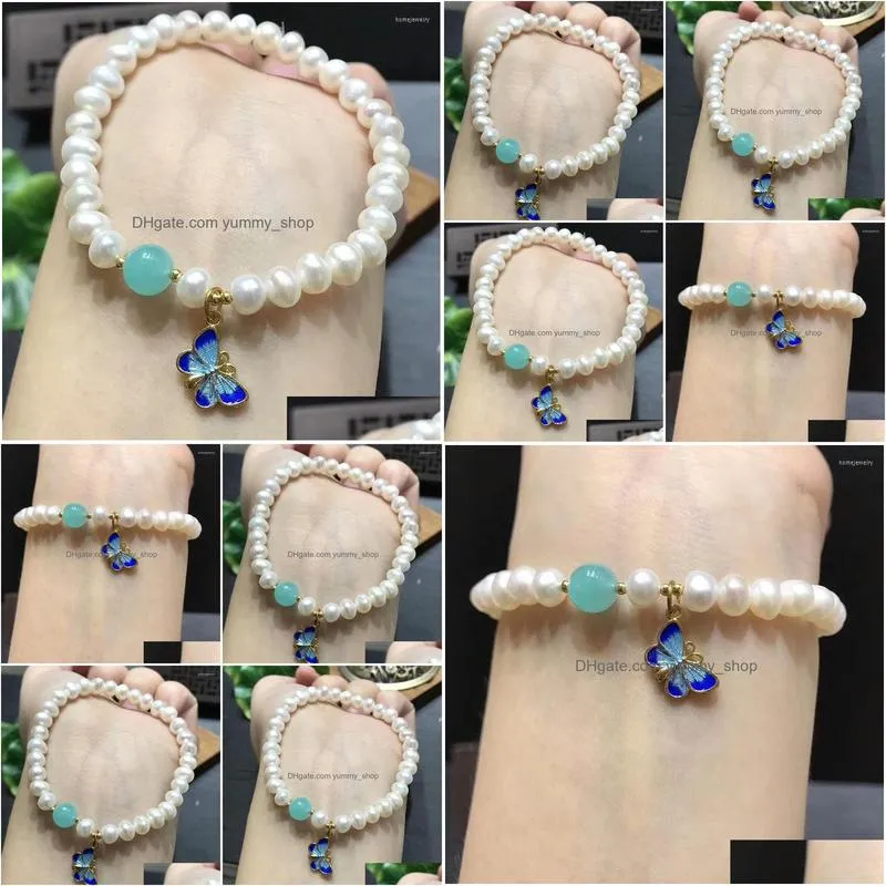 strand wholesale natural pearl bracelets beads with tianhe stone bead roasted butterfly for women jewelry joursneige