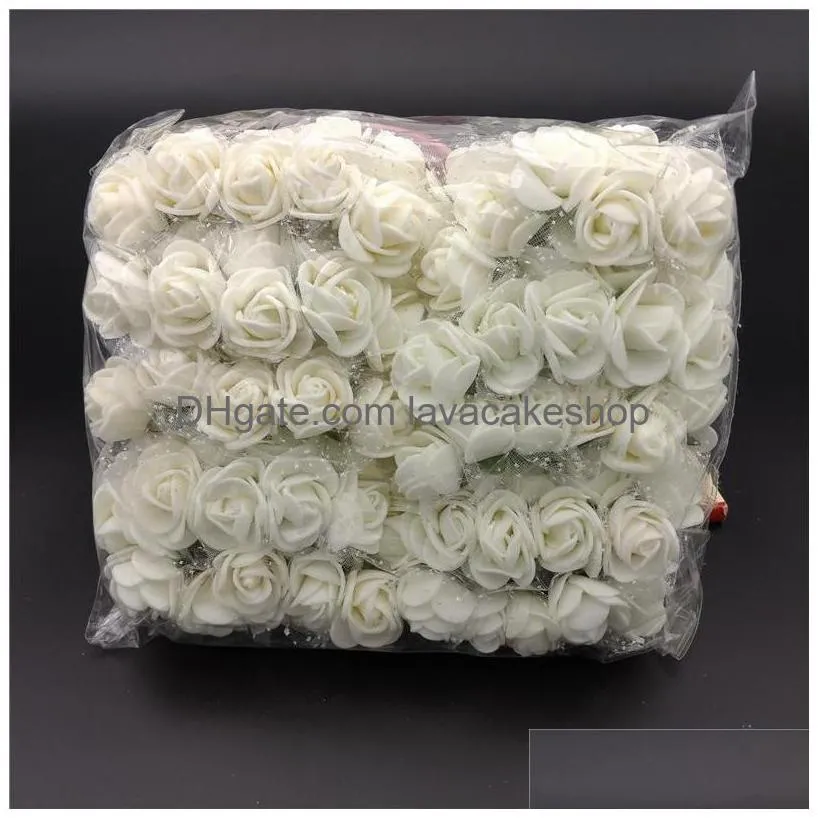 decorative flowers wreaths 144 pcs/ pack mini foam artificial rose flower bouquet wedding decor craft supplies stta889