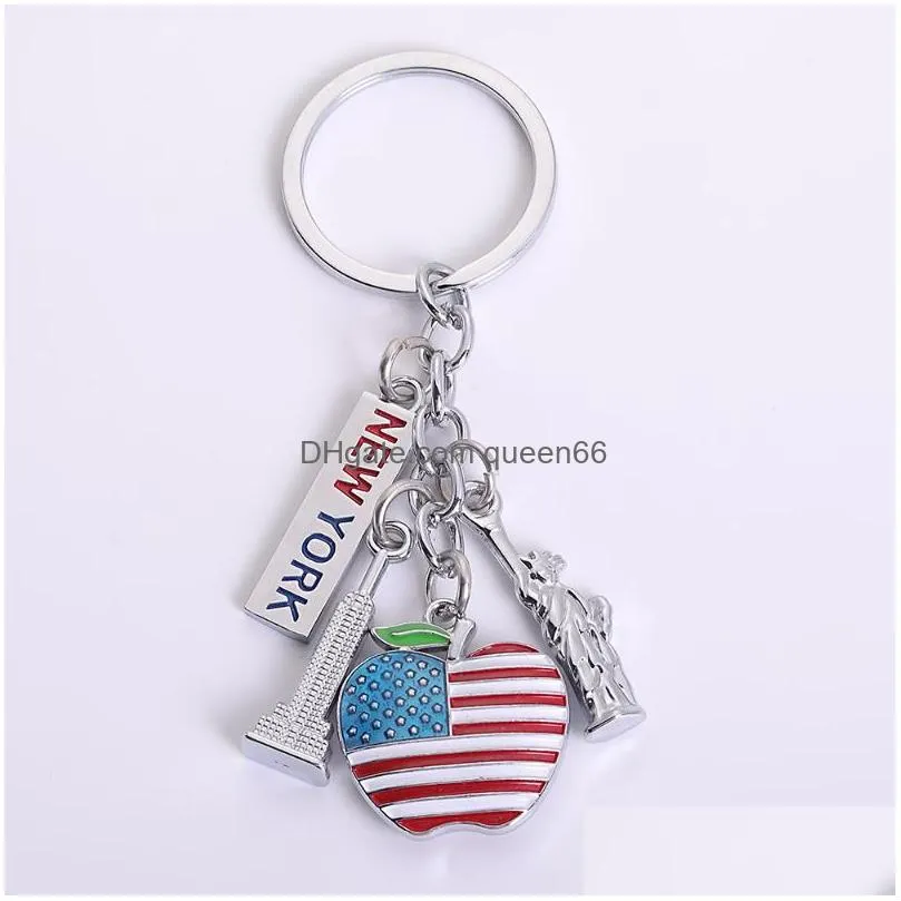 keychains american flag keychain for man gifts key chains alloy metal pendant car ring charm keyring