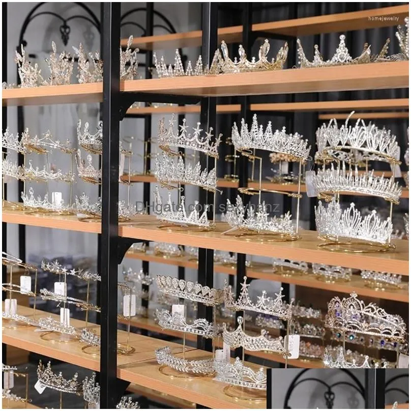 jewelry pouches crystal tiara crown headband display rack gold metal princess stand holder headbands storage organizer