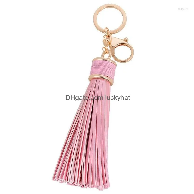 keychains high quality pu tassel keychain for women beige black blue bag pendents car key ring gifts