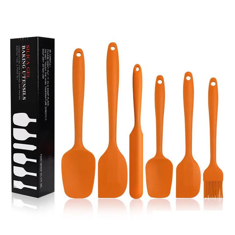 silicone nonstick spatulas set 6 pcs heat resistant food grade silicone cream spatula oil brush set for baking pastry tools