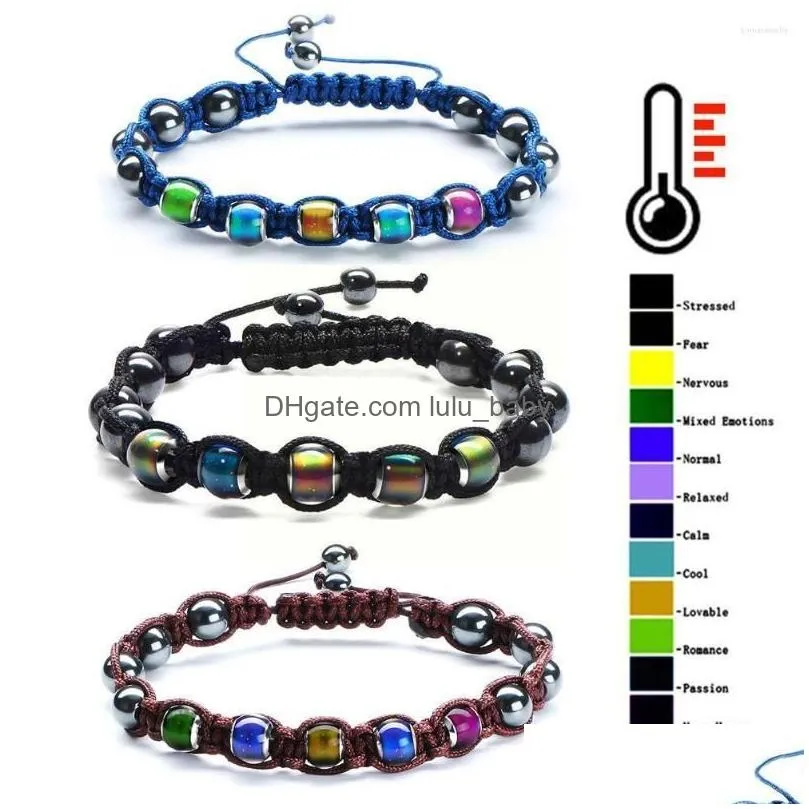 strand mini thermochromic bangle adjustable men bracelet charm jewelry temperature braided color women changed be k7m1
