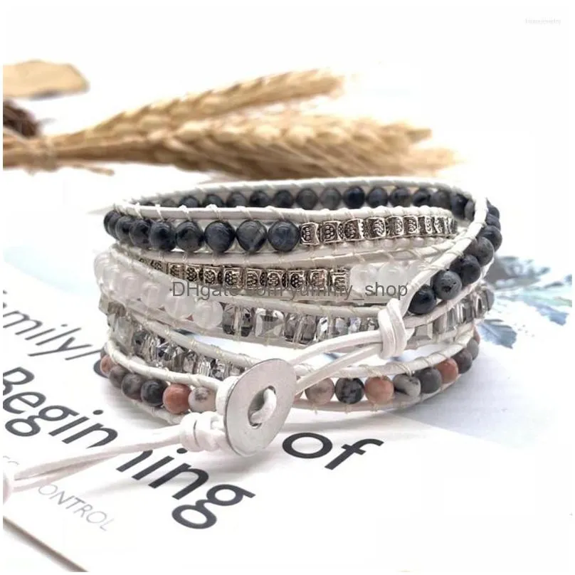 strand 1pcs hand string turquoises braid leather bracelet bohemian creative multilayer ornaments drop