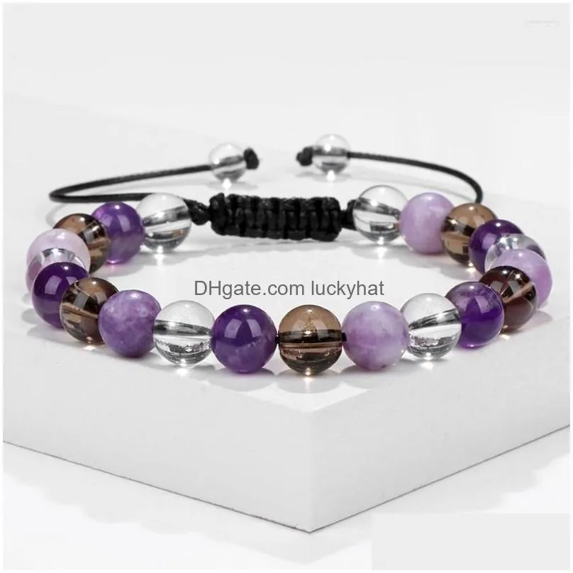 strand colorful mix stone beaded bracelet quartzs agat rope woven bracelets adjustable trendy healing bangle for men women jewelry