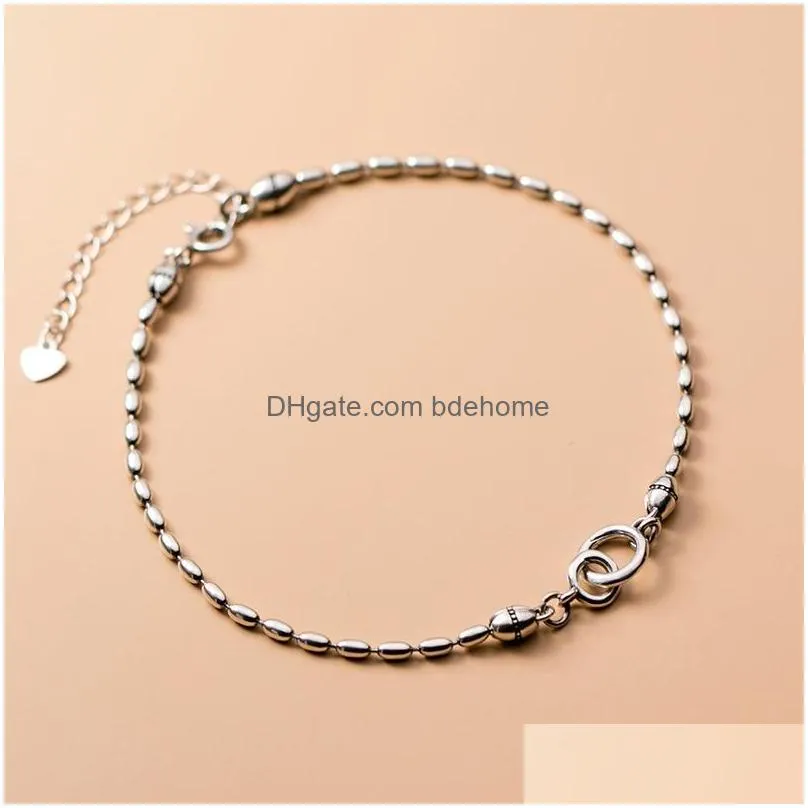 miqiao bracelet on the leg chain womens 925 sterling silver anklets female thai silver beanie foot fashion jewelry for girls