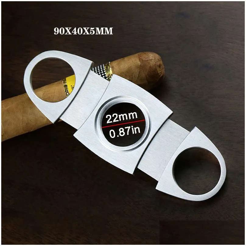 cigar tool accessories stainless steel metal cigar cutter portable double blades guillotine cigars scissors cigares cut device knife fathers day gift