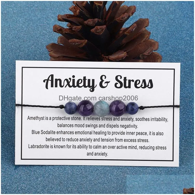 strand anxiety stress bracelet protection/luck/calm/love stone quartz healing crystal beads jewelry women men chakra bangles gift
