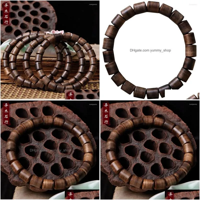 strand highgrade agarwood buddha 8 9mm beads bracelets for men women buddhism handmade jewelry stretch barrels beaded wooden bangle