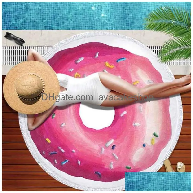 towel nuts printed microfiber beach for adult kids yoga mat tassel blanket large soft cute round 150cm tapestry home decor