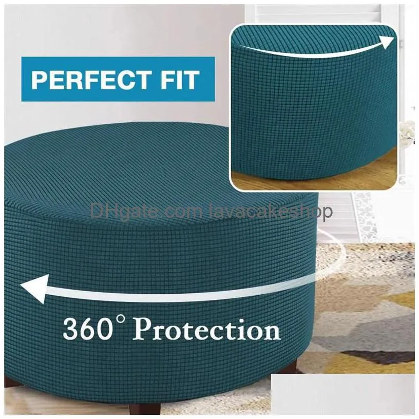 chair covers elastic round ottoman slipcover footstool protector removable washable stretch storage sofa foot cover for living room