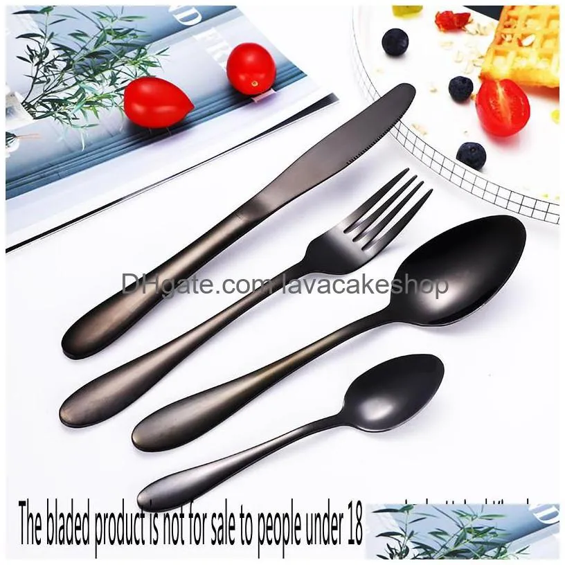 stainless steel tableware steak knife western tableware fork cutlery polishing soup dessert spoon four piece suit 10 5yg f2