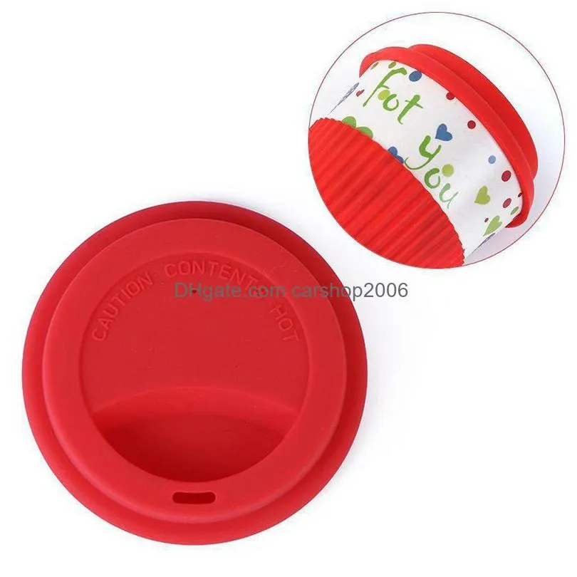 solid color silicone cup lid 9.5cm anti dust spilling variety of universal household coffee milk cups sealing lids