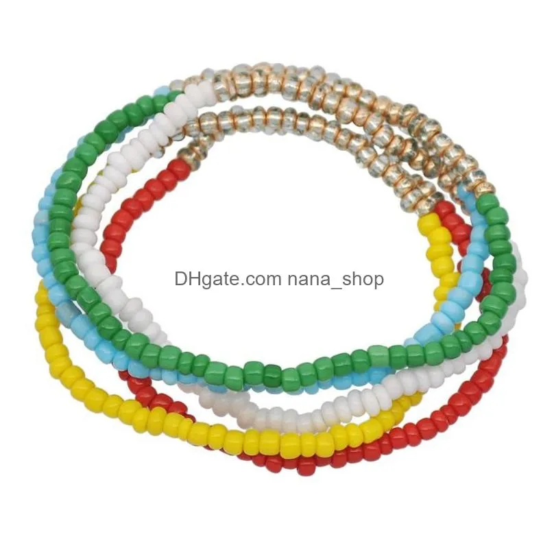 strand 5pcs/set bohemian multilayer colorful for women elastic handmade beads charm bracelet femme boho jewelry anime