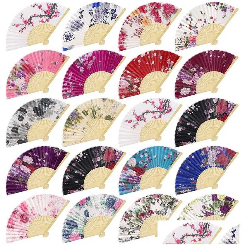 chinese japanese silk bamboo folding fan multi styles summer festival party wedding gift