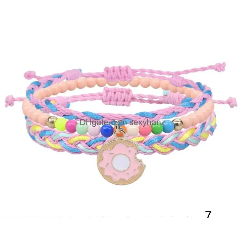 link bracelets 3pcs/set bohemian multilayer thread bracelet handmade boho string colorful cord woven braided friendship adjusatable