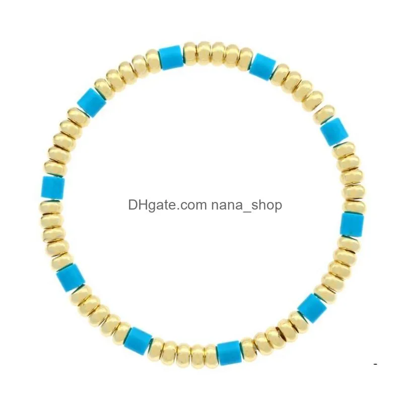 strand bohemian summer colorful gold beads bracelets for women ins fashion natural stone elastic jewelry gifts wholesale