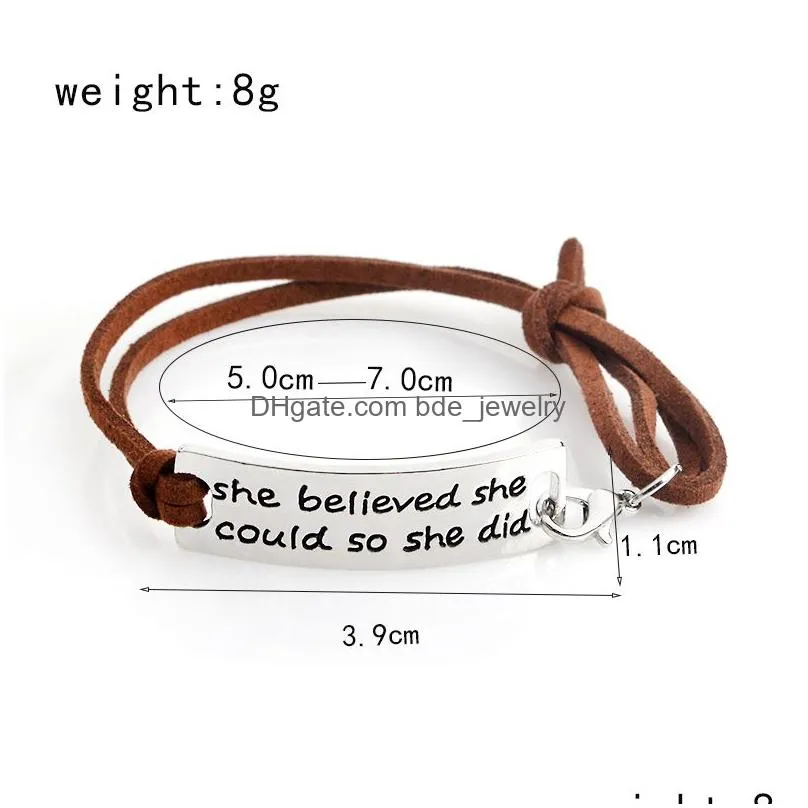 wholesale qihe jewelry she believed she could so she didencouraged inspirational letter bracelet tag charm for women gifts