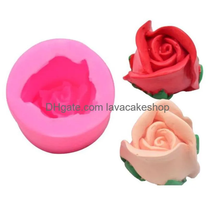 flower modelling cake moulds pure color diy baking 3d three dimensional silicone rose molds kitchen practical gadget 6cka j2