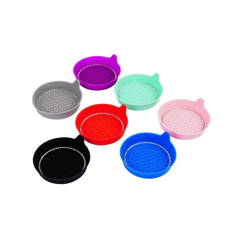 car coaster mats water cup bottle holder antislip diamond rhinestone silica gel waterproof car coasters for cup holders