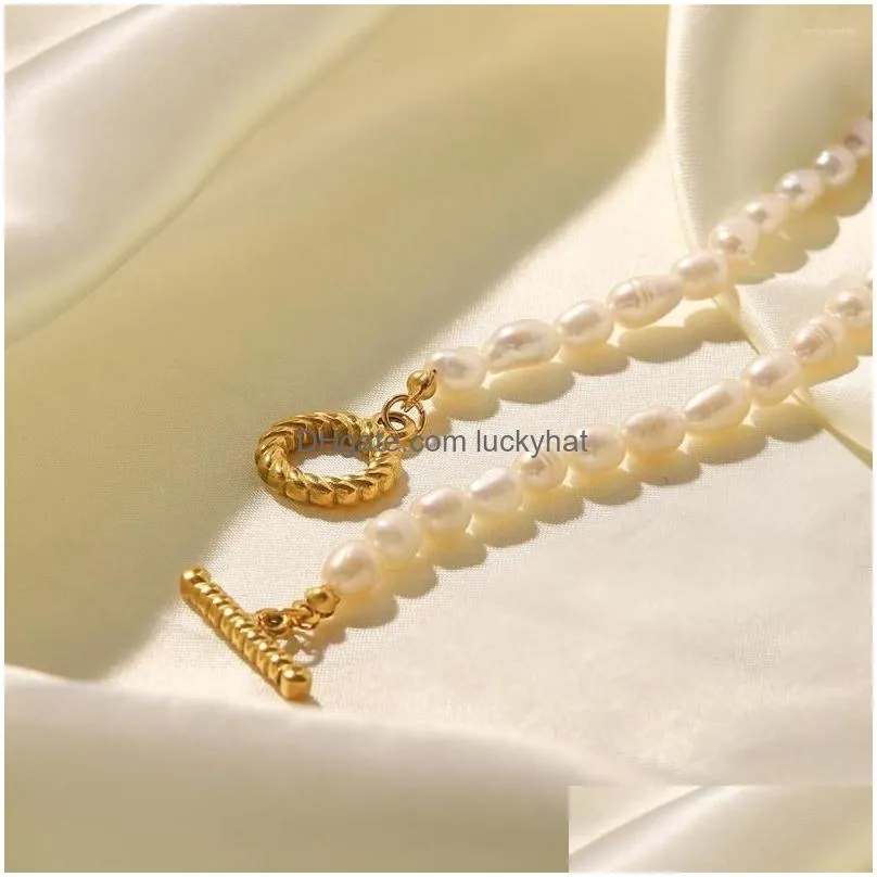 choker elegant real irregular baroque pearl necklace statement minimalist luxury stainless steel collar jewelry for women female