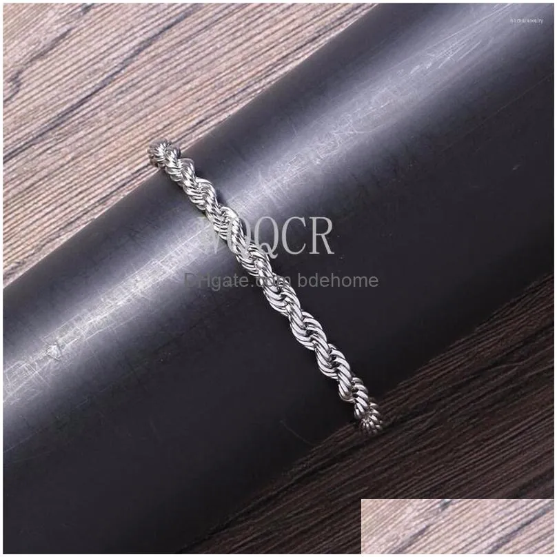 link bracelets 4mm gold silver color rope chain for men women stainless steel twisted anklet