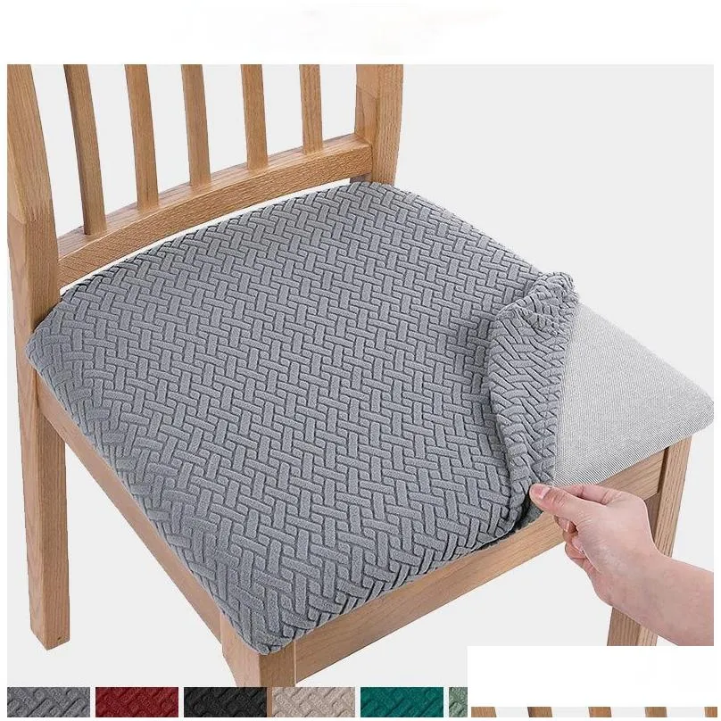 removable dining chair seat cover plaid velvet home jacquard elastic dustproof stool covers diningroom kitchen living room chair