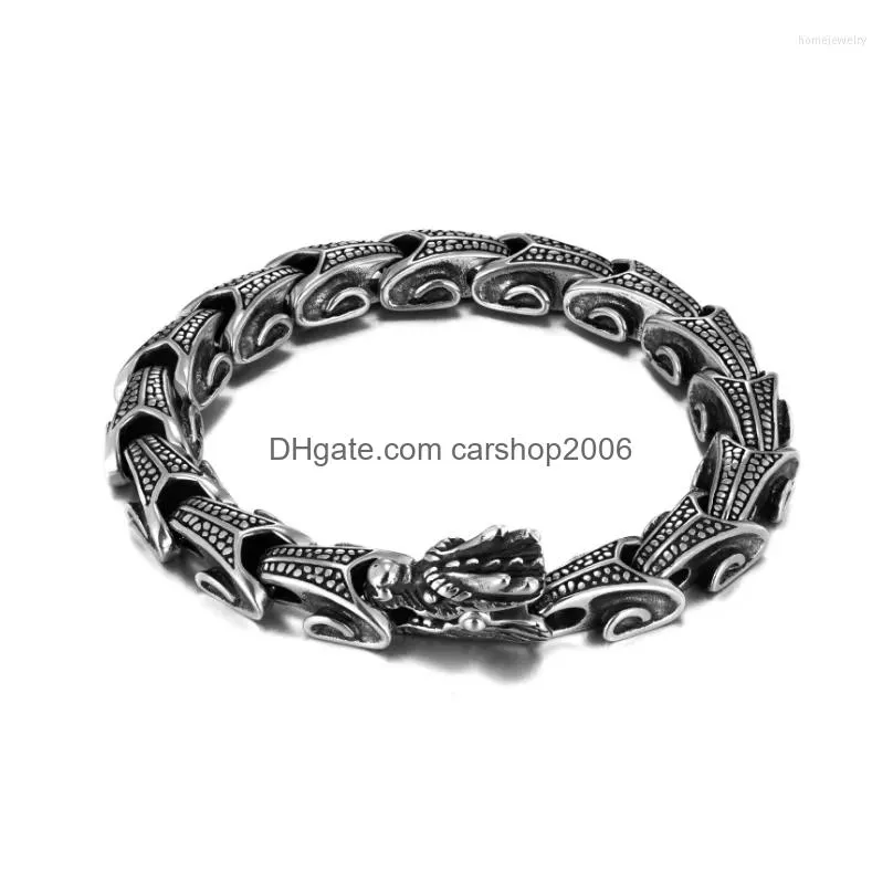 link bracelets vintage punk dragon bracelet for men stainless steel personality trendy head bangle fashion hip hop street jewelry