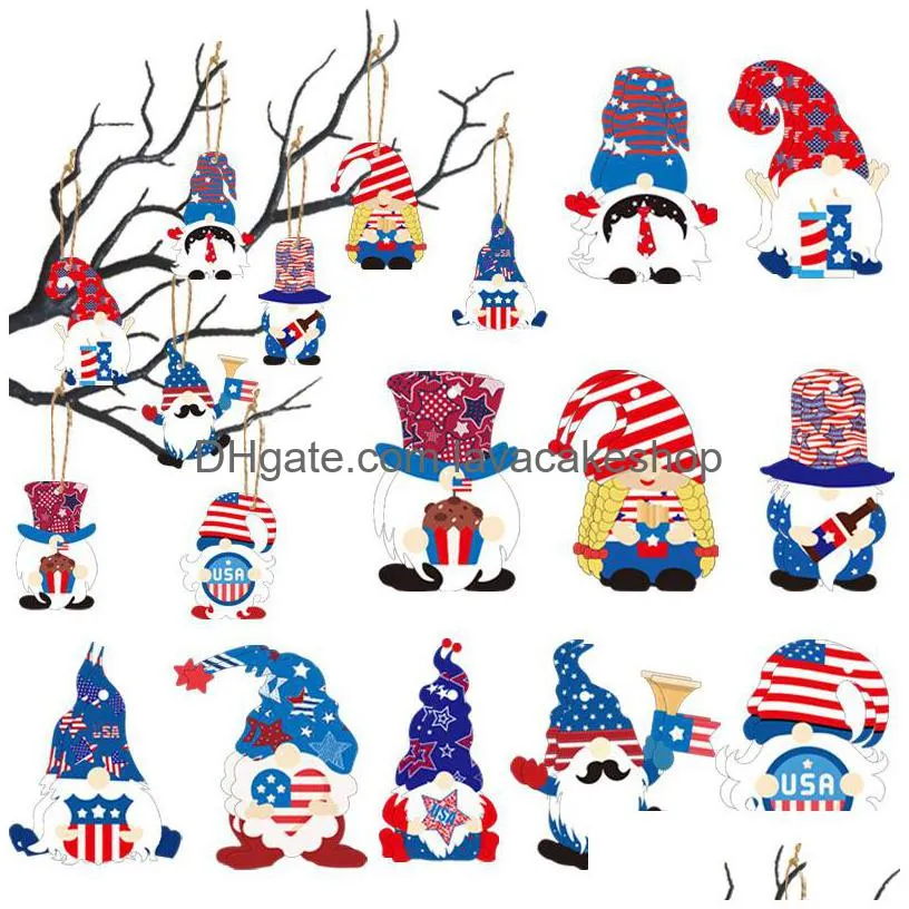usa independence day hanging ornament gnomes heart starshaped red white blue 4th of july hanging decoration