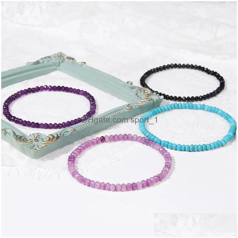 strand beaded strands fashion women bracelet 3x4mm small faceted natural stone turquoises beads energy bracelets quartz jewelry female